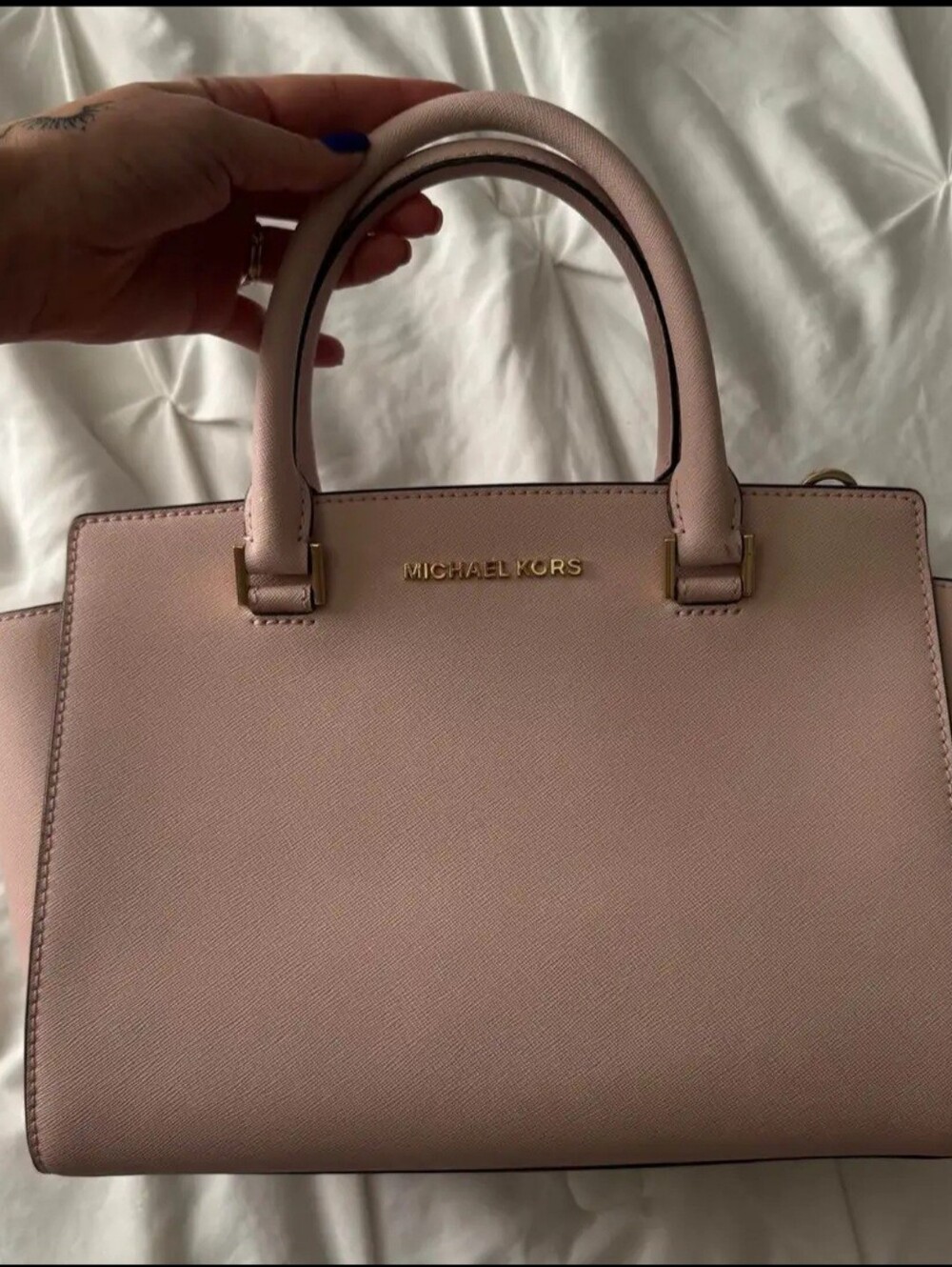 Michael Kors Blush Saffiano Leather Satchel with Gold Hardware